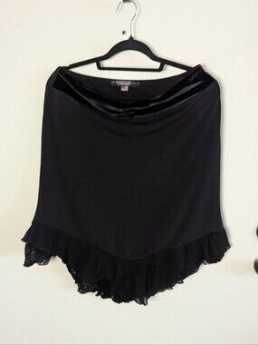 Y2k Rampage Black Velvet And Lace Ruffle Wiggle Skirt Large L
